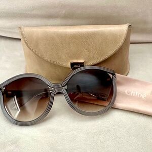 Chloe Women's CE738S 035 Clear/Gray Plastic Frame round glasses sz 57-20-135